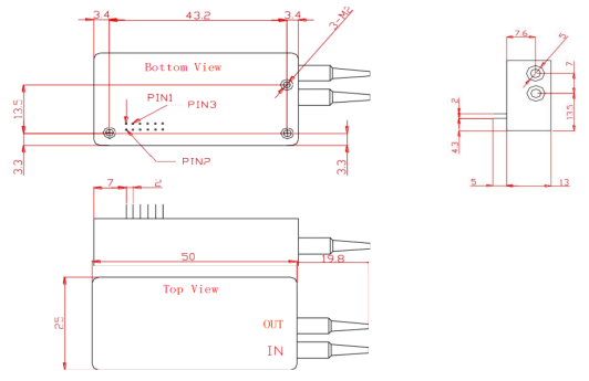 850nm多模电可调衰减器机械图纸