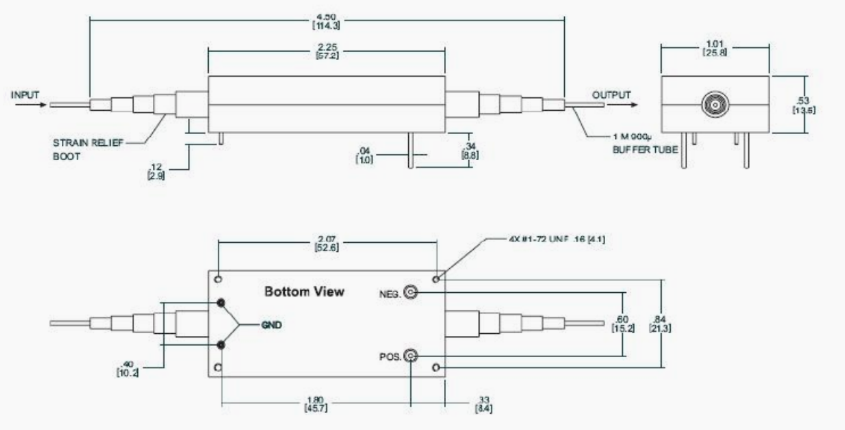 电可调光纤滤波器尺寸图 电可调光纤滤波器尺寸图